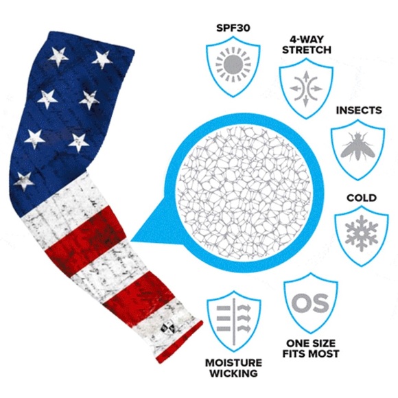 4 American Flag Arm Sleeves - Salt Armour Co SA Fishing. Items ship same day! - Picture 4 of 4